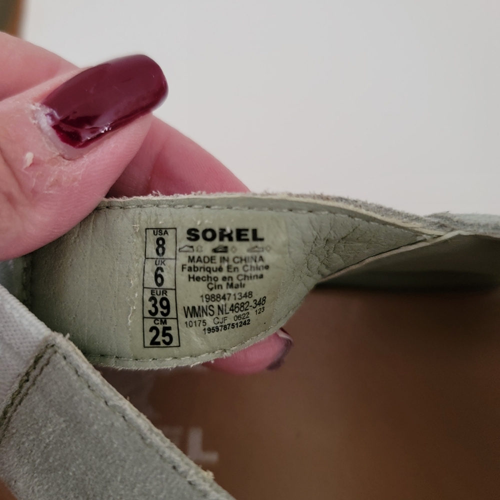 Sorel Gray Leather Joanie III Slingback Platform Wedge Heel Open Toe Sandals 8 - Picture 8 of 10